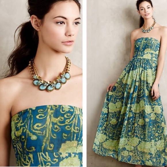 NWOT Anthropologie Watercolor Garden maxi dress - Picture 4 of 10